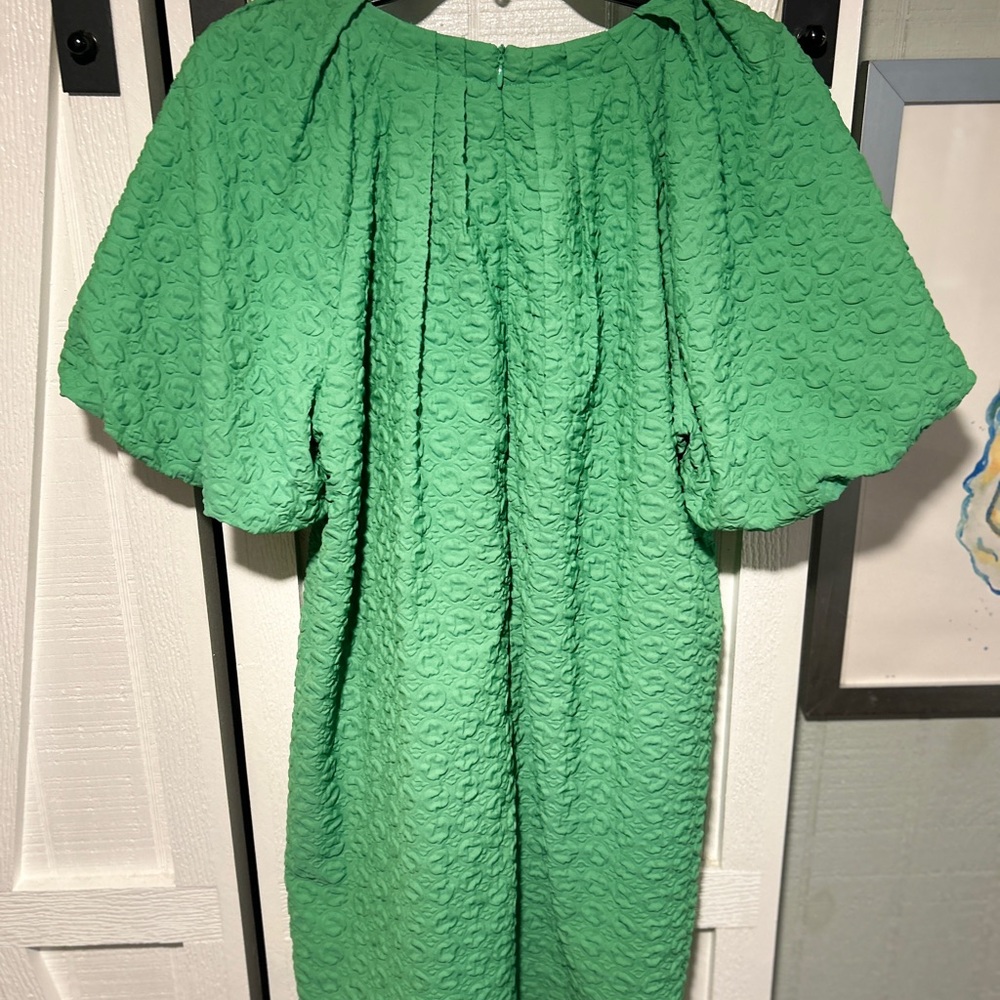 JADE by Melody Tam puff sleeved dress in vibrant green.  XL